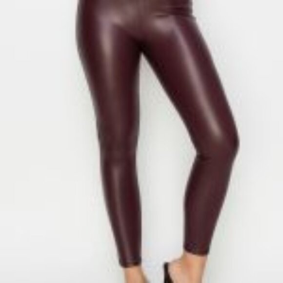 Women's Elasticized Skinny Leg Pants/ Leggings - Burgundy - Picture 3 of 4